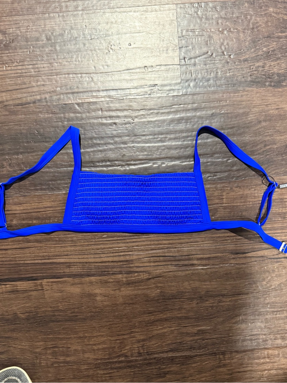 Zaful Electric Blue Smocked Bandeau Bikini Top